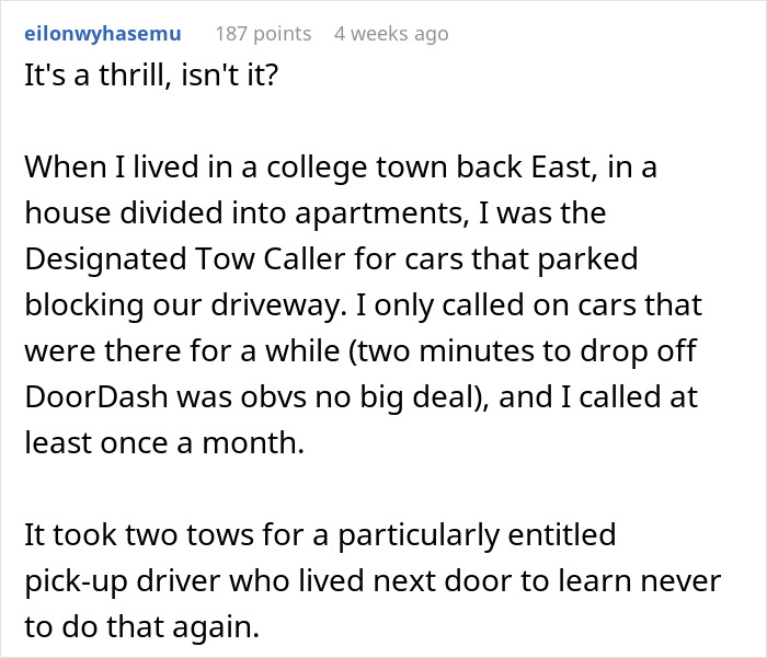 Person Has A Minivan That Was Blocking Their Driveway Towed, Decides To Play Dumb When They See How Rude The Owner Is When He Shows Up