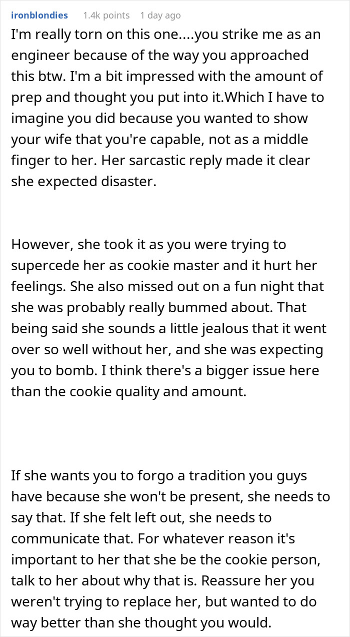Wife Challenges Her Husband To Give Her Cookie-Baking Tradition A Try, He Ends Up Upstaging Her, Family Drama Ensues Wife Challenges Her Husband To Give Her Cookie-Baking Tradition A Try, He Ends Up Upstaging Her, Family Drama Ensues