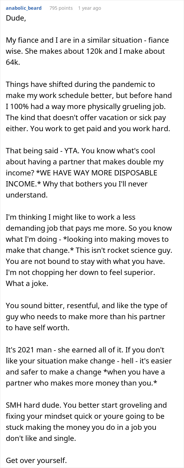 The Internet Lets This Guy Know That He Is Wrong For Being Annoyed At His Girlfriend Because She Doesn&rsquo;t Need To Work As Hard As Him To Earn More