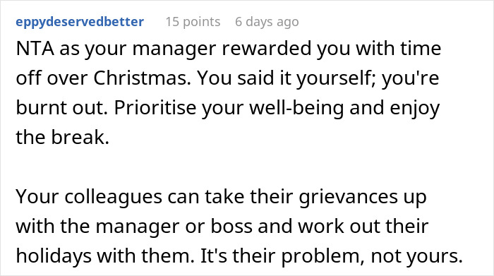 Person Asks If They're A Jerk For Not Giving Up Christmas Vacation So Coworkers With Families Can Have It Person Asks If They're A Jerk For Not Giving Up Christmas Vacation So Coworkers With Families Can Have It