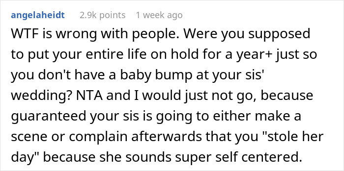 "Am I A Jerk For Being 30 Weeks Pregnant At My Sister's Wedding?"