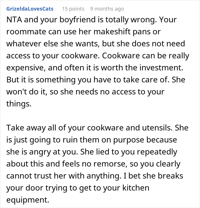 Woman Gets Dubbed 'Ridiculous' For Not Allowing Roommate To Use Her New Cookware As She Ruined The Old Ones