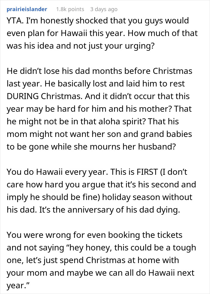 Wife Leaves To Hawaii Without Her Husband Who Wanted To Stay With His Widow Mom, Asks If She's A Jerk Wife Leaves To Hawaii Without Her Husband Who Wanted To Stay With His Widow Mom, Asks If She's A Jerk