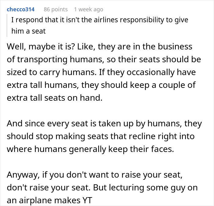 Man Confronts "Giant" 6'8" Man After He Stopped Him From Reclining His Seat On A Plane