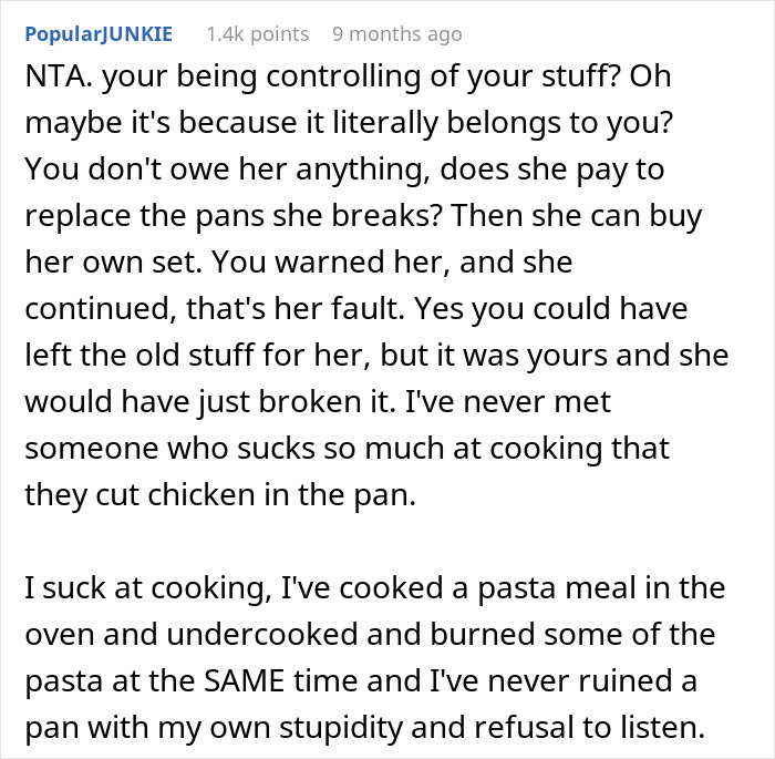 Woman Gets Dubbed 'Ridiculous' For Not Allowing Roommate To Use Her New Cookware As She Ruined The Old Ones
