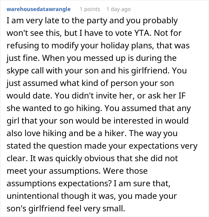 Mom Refuses To Cancel Family Christmas Hike For Son&rsquo;s &ldquo;Out Of Shape&rdquo; Girlfriend