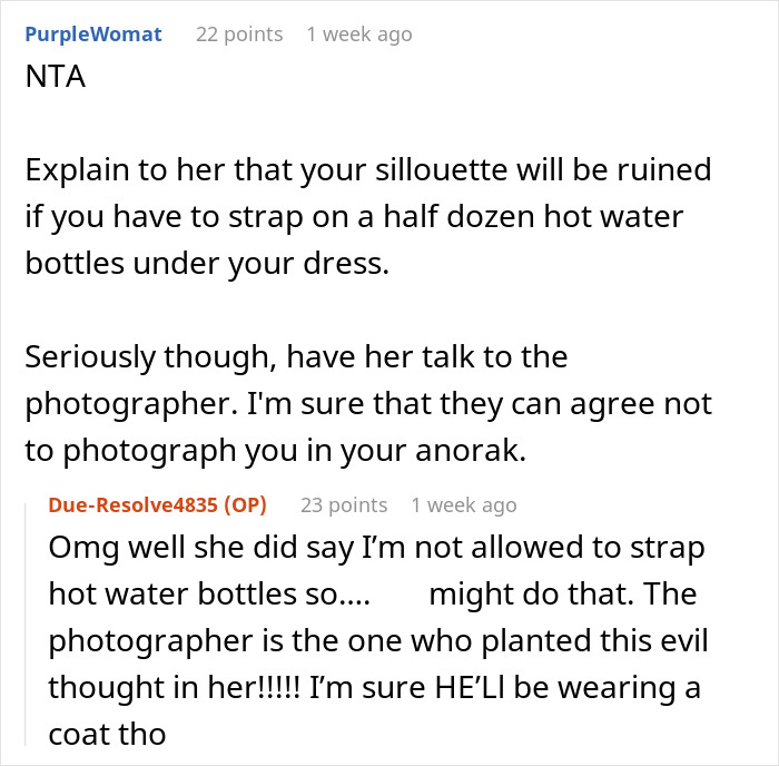 "We Are Absolutely NOT Allowed To Wear Coats”: Bridesmaid Stresses About Her Health After Bride Bans Coats From Her Winter Wedding "We Are Absolutely NOT Allowed To Wear Coats”: Bridesmaid Stresses About Her Health After Bride Bans Coats From Her Winter Wedding