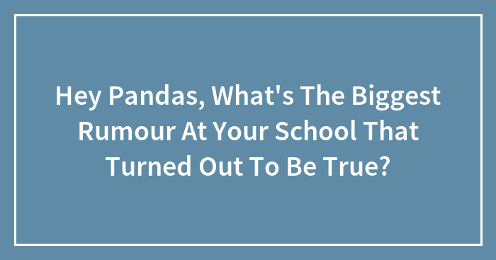 Hey Pandas, What’s The Biggest Rumour At Your School That Turned Out To Be True?