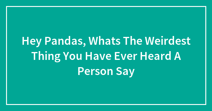 Hey Pandas, Whats The Weirdest Thing You Have Ever Heard A Person Say
