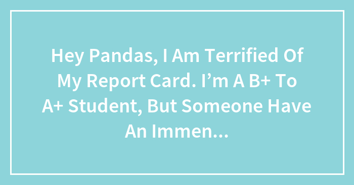 Hey Pandas, I Am Terrified Of My Report Card. I’m A B+ To A+ Student, But Someone Have An Immense Fear Of My Grades. What Do I Do?