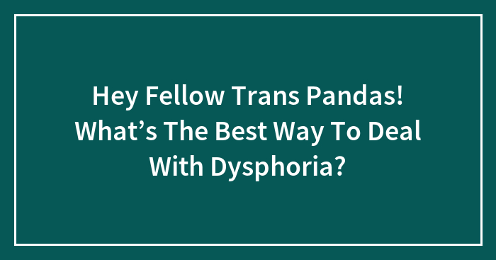 Hey Fellow Trans Pandas! What’s The Best Way To Deal With Dysphoria?