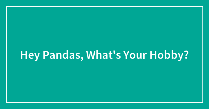 Hey Pandas, What’s Your Hobby?