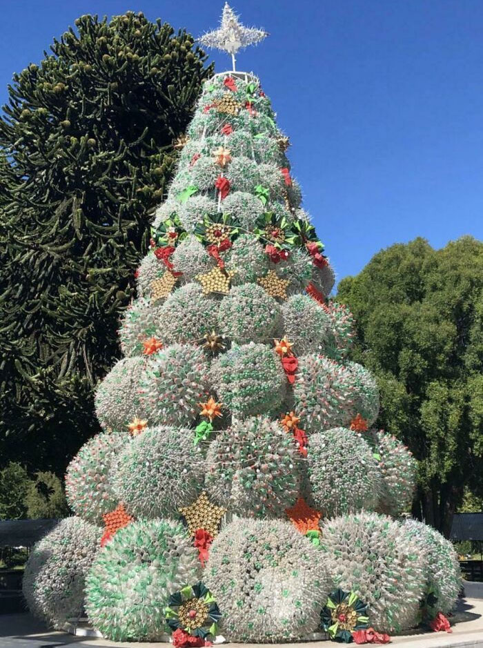 Christmas Tree Made Out Of Recycled Bottles