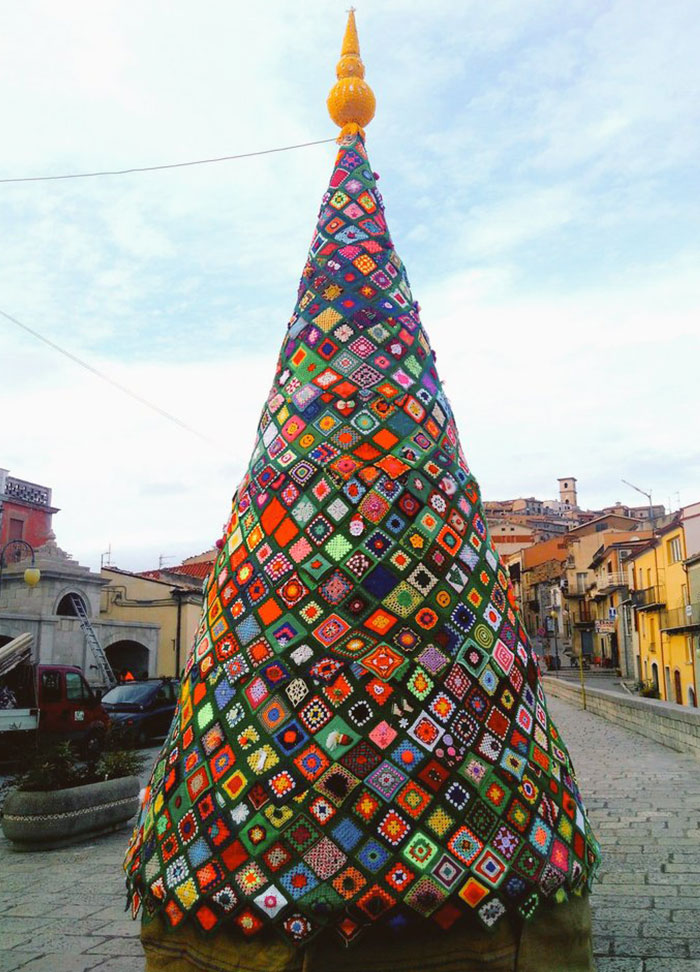 6-Meter-High Christmas Tree, Trivento, Italy, Made With 1,300 Donated Crochet Squares