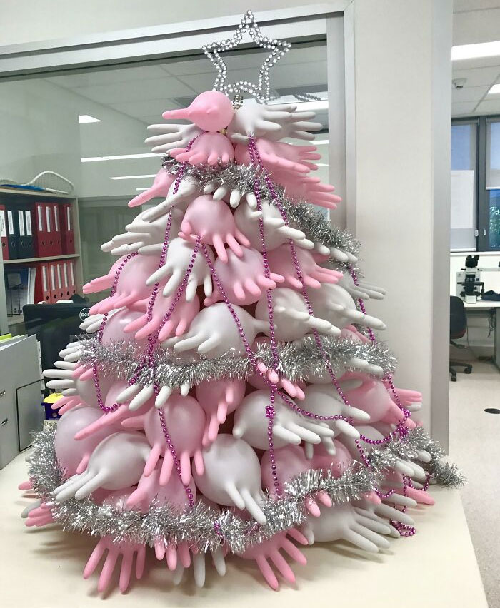 This Christmas Tree Made Of Latex Gloves In My Laboratory