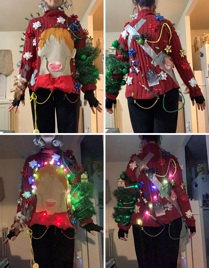Jersey feo de Navidad: Solo en casa