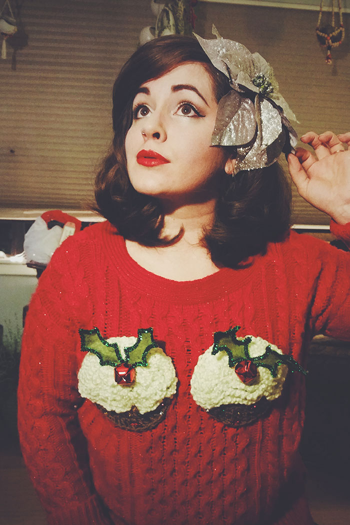 Crafted Myself Some Christmas Puddins' For An Ugly Sweater Party. So Sparkle, Much Jingle