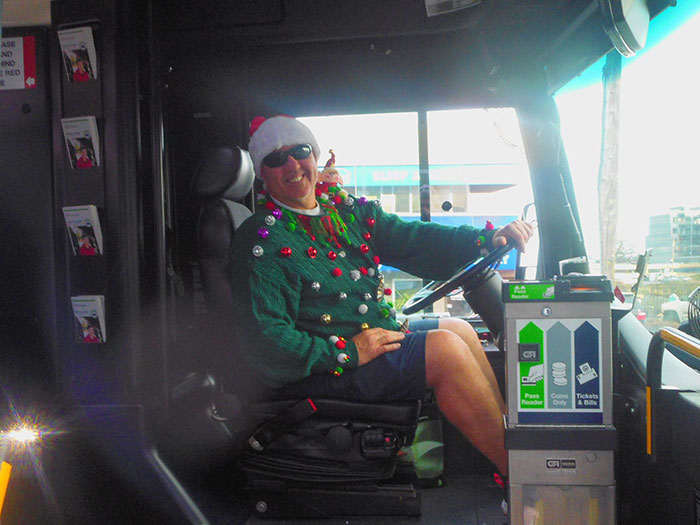 My Bus Driver Today. Said He Has Lots Of Similar Sweaters