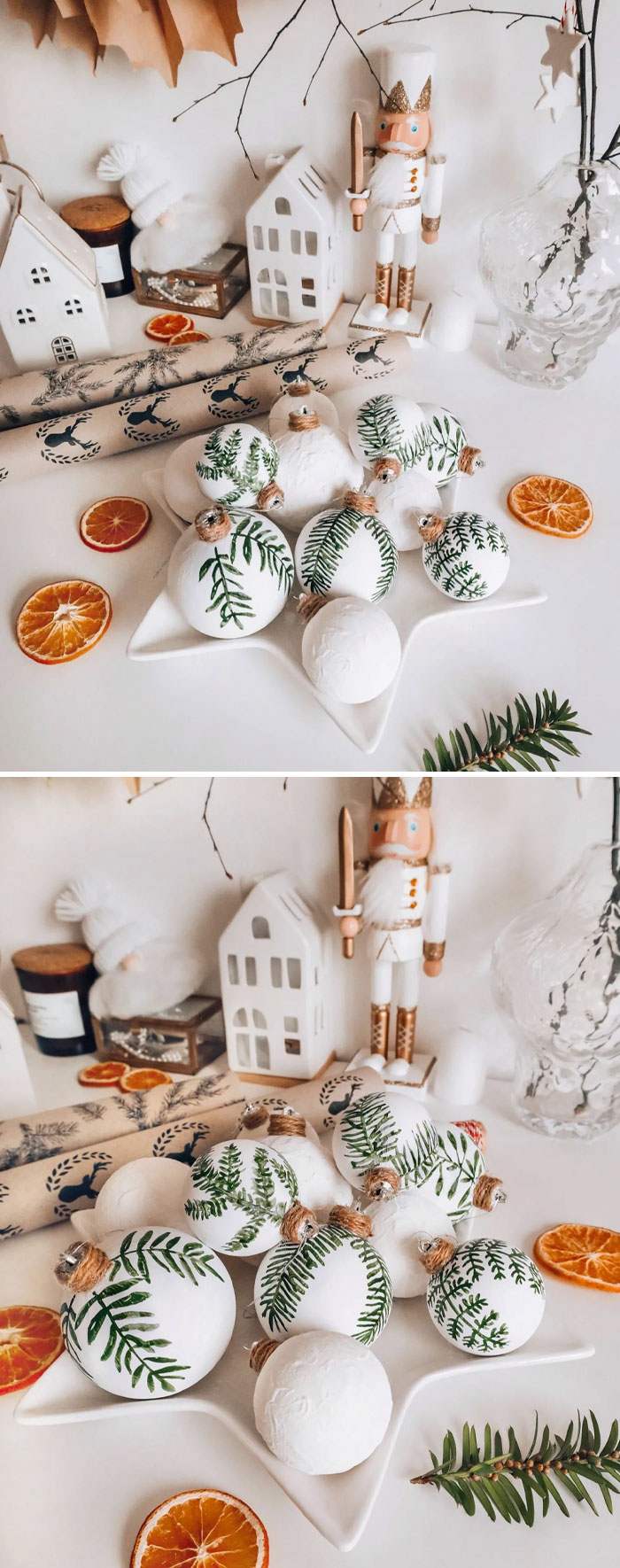 This Year I Recycled Some Old Plastic Balls I Found In The Attic. With The Help Of Chalk Paint, Watercolors, And A Little Imagination, I Made Them Into Unique Decorations