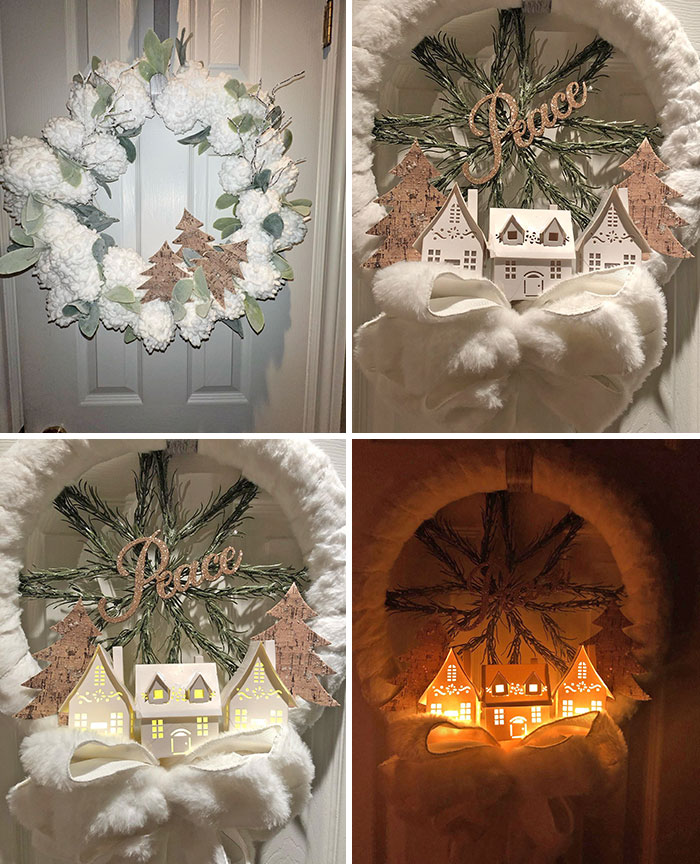 Una corona de Navidad hecha a mano