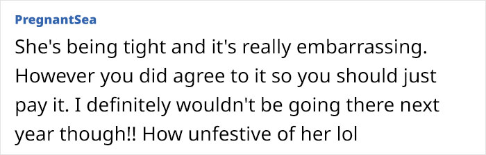 Woman Brings 5 Bottles Of Wine To Sister-In-Law's Christmas Dinner, Is Charged Additional $50 For Food Woman Brings 5 Bottles Of Wine To Sister-In-Law's Christmas Dinner, Is Charged Additional $50 For Food