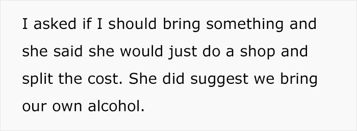 Woman Brings 5 Bottles Of Wine To Sister-In-Law's Christmas Dinner, Is Charged Additional $50 For Food Woman Brings 5 Bottles Of Wine To Sister-In-Law's Christmas Dinner, Is Charged Additional $50 For Food