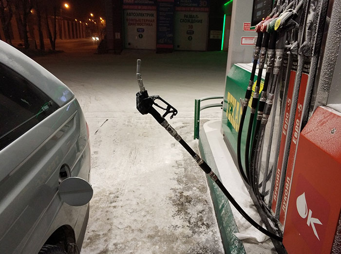 Esta manguera de la gasolinera, la temperatura era de -39°C