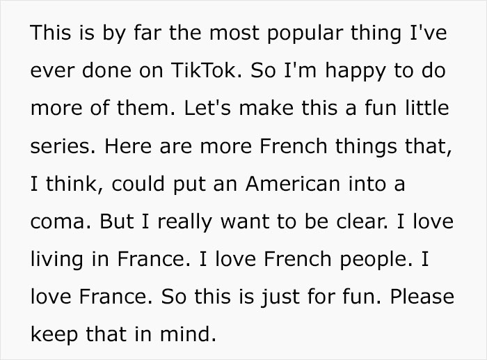 Woman Breaks Down 10 American And 10 French Things That Would Send Each Other Into A Coma