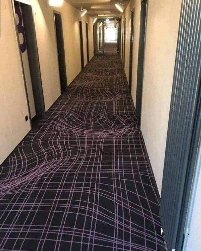 A Hotel In Germany Uses 3D Carpets To Prevent Guests From Running In The Passage