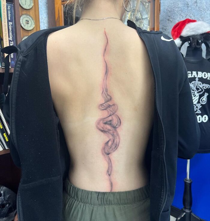 Yes, I Would Like A “Smoke Tattoo” But Make It Look Like An Eternal Fart. This Guy Has Done Some Of My Tattoos And Inconsistent Is An Understatement