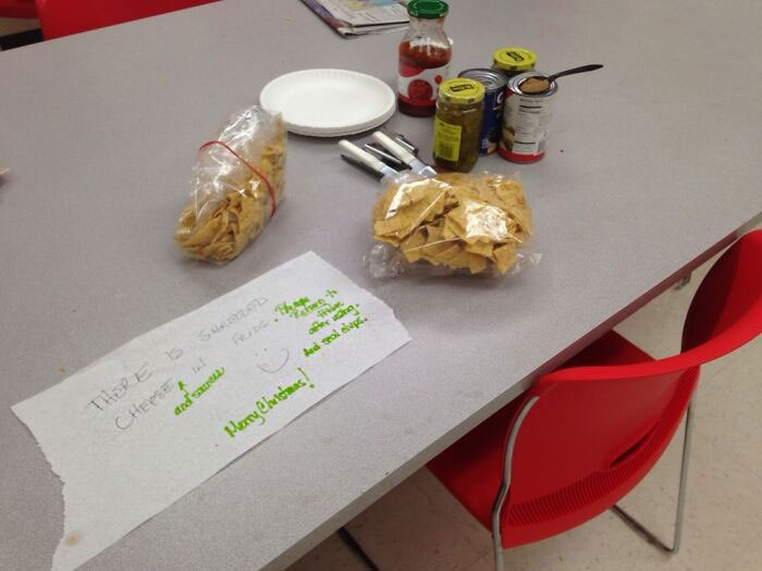 I Work At Target And Had To Work Christmas Eve. I Was Told By Our HR Person That There Would Be A Nacho Bar In The Break Room. You Can Imagine My Disappointment