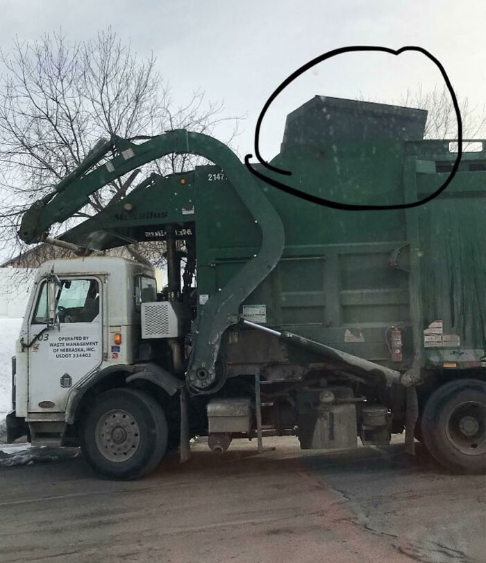 Trash Guy Dropped The Dumpster Into His Truck
