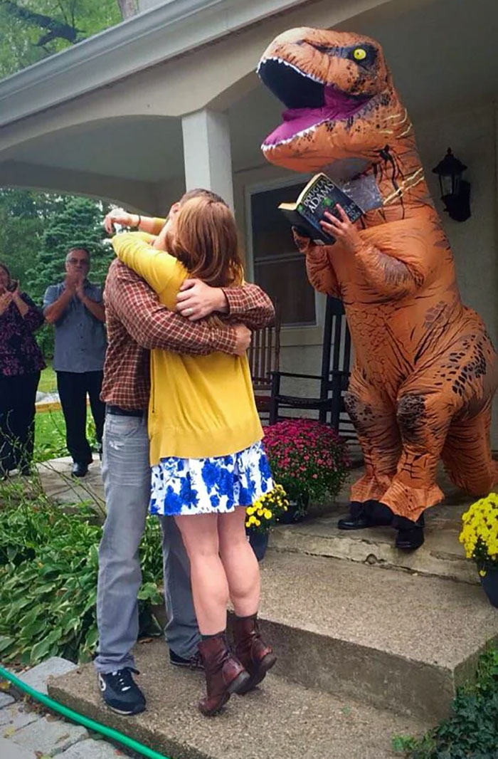 I Went To The Best Wedding Ever Today. Officiated By A Dinosaur With A Hitchhiker's Guide To The Galaxy