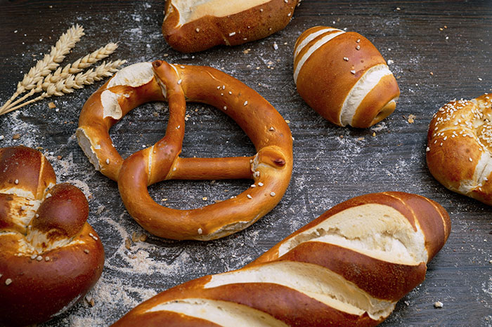 Pretzel and bread in one place