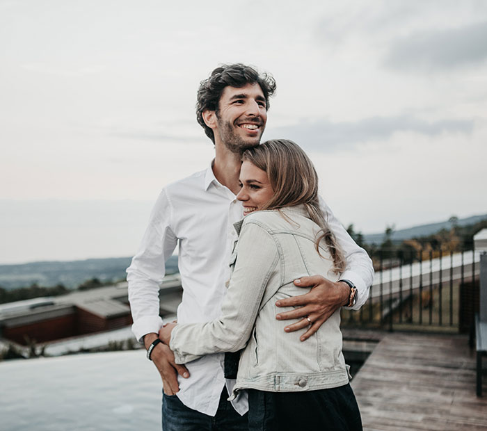 Couple hugging