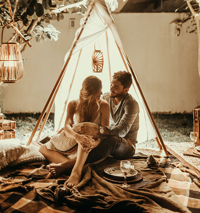 Couple sitting and talking