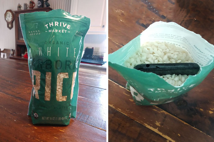 My Son Dropped His Phone In The Toilet And Opened A Brand New Bag Of Risotto To Dry It Out