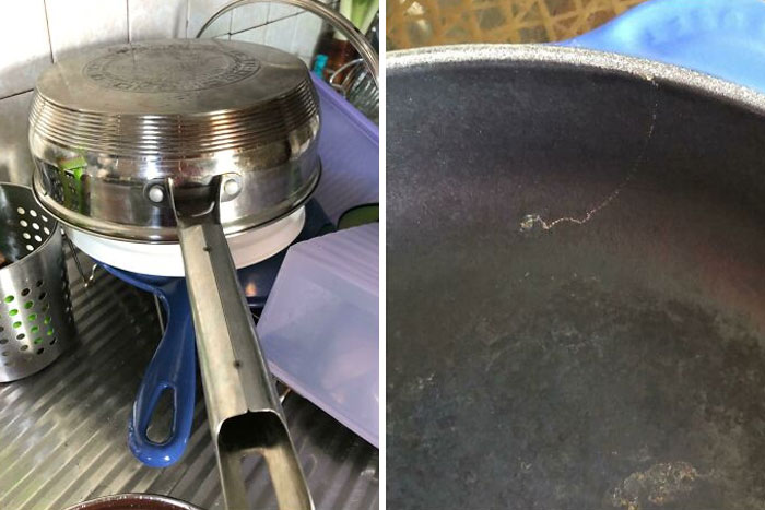 One Of My Parents Decided To Wash My Le Creuset And Place It Like This To Dry. I'm Literally Crying. I Said A Thousand Times For Them Not To Touch It