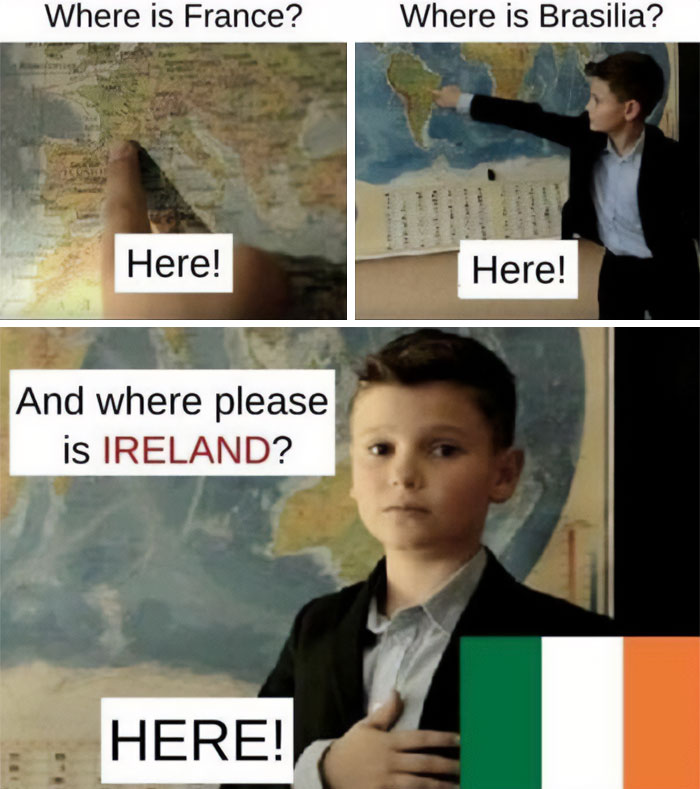 Boy pointing on a map, highlighting Ireland’s unique location, representing reasons why Ireland is a world apart.