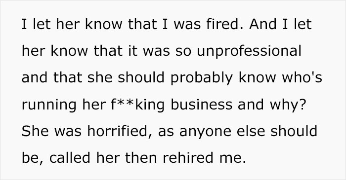 Fired Waitress Teaches Manager A Lesson By Exposing Her Unethical PTO Tactics To Owner, Gets Rehired Fired Waitress Teaches Manager A Lesson By Exposing Her Unethical PTO Tactics To Owner, Gets Rehired