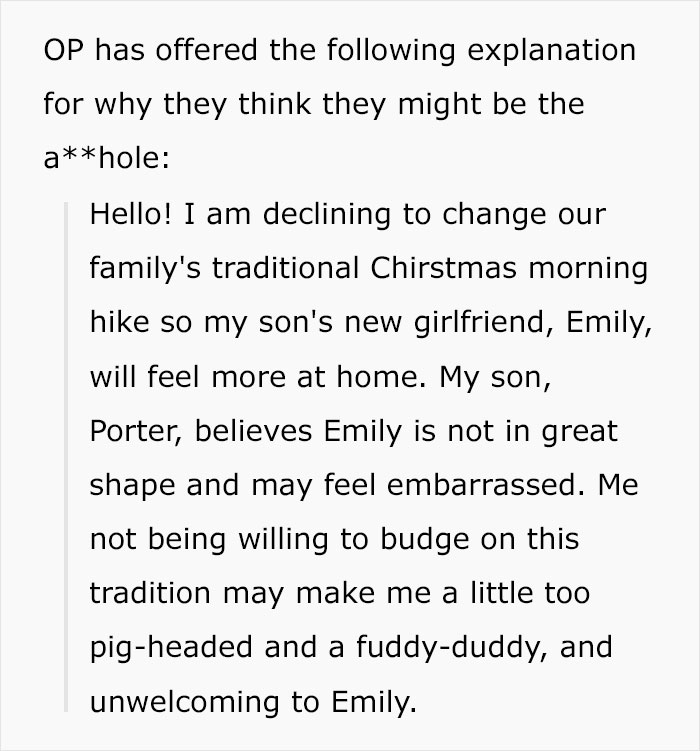 Mom Refuses To Cancel Family Christmas Hike For Son&rsquo;s &ldquo;Out Of Shape&rdquo; Girlfriend