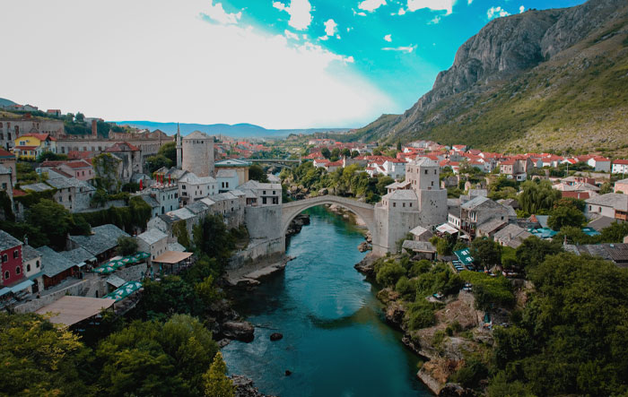 Stari Most bridge in the city