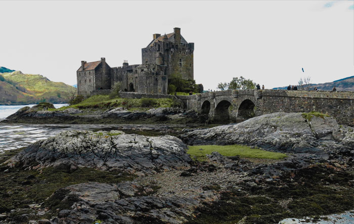 Eilean Donan Castle bridge with river and nature