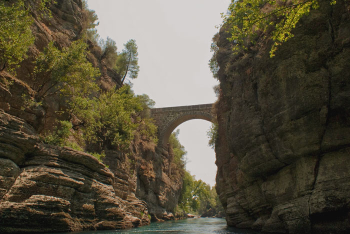 Köprülü Kanyon bridge with mountains and forest