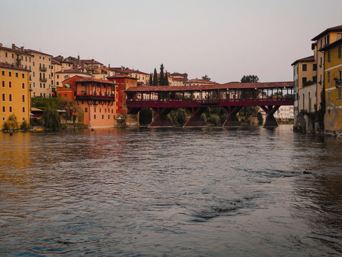 Ponte Vecchio with river and buildings near