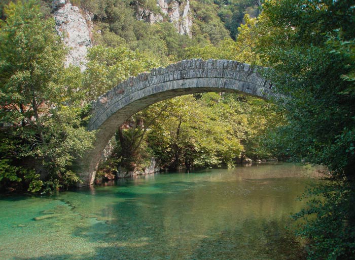 Klidonia Stone Arch bridge with river