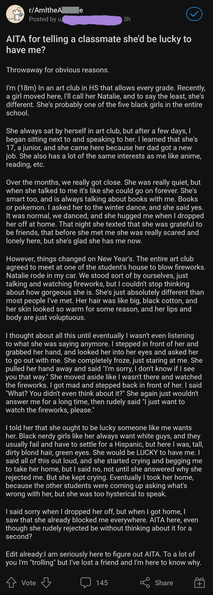 Guy Posts Racist "Nice Guy" Post And Then Proceeds To Argue With Everyone Who Tells Him He's A Jerk