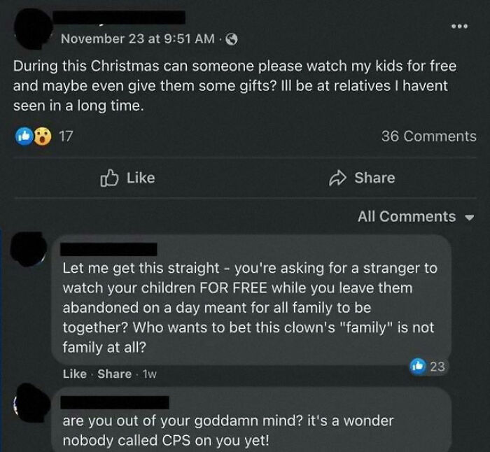 Geez, Having A Relative Abandon You Like This On Christmas Is Hugely Damaging Emotionally, Not To Mention Dangerous