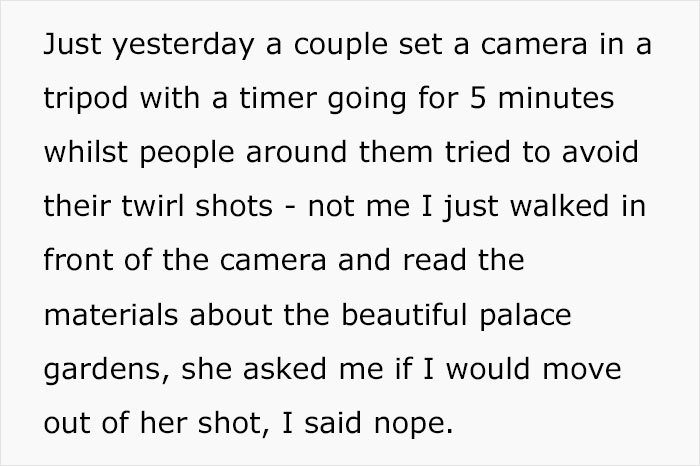 Person Has Had Enough Of Influencers Treating Public Spaces Like Their Private Studio, Dedicates Vacation To Ruining Their Photos