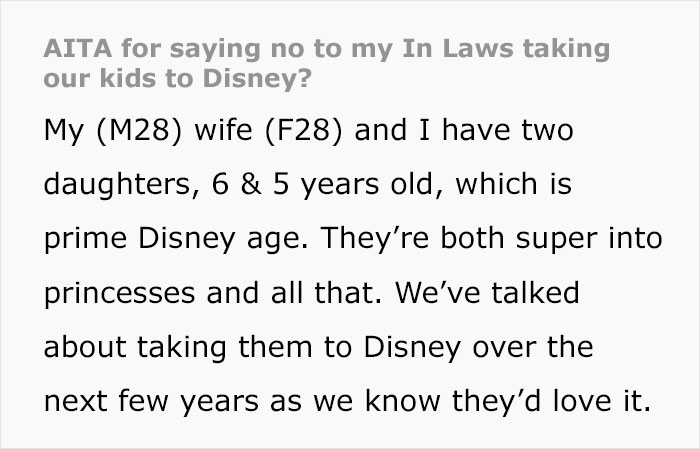 Man Wonders If It's Truly 'Selfish' And 'Heartless' To Ask His Wife To Cancel Her Terminally Ill Father&rsquo;s Trip To Disney With Their Daughters